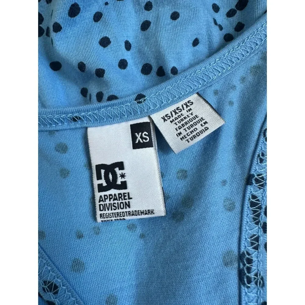 DC Shoes Drop Waist Tank Dress Mini Blue Black Splatter Logo Jersey Y2K Size XS